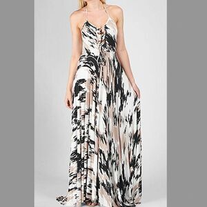 Rachel Pally XS Harrison Dress Lace Up Bust Boho Sexy Halter Maxi Long Gown